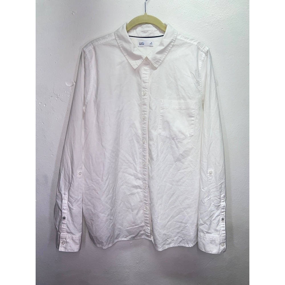 Croft & Barrow White Cotton Button Down Shirt Roll Tab Sleeve Classic Womens XL